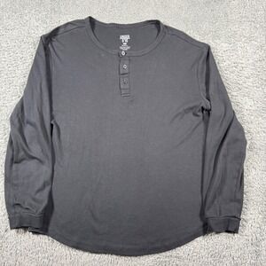 Under 5'10 Henley Shirt Mens Small Gray Pima Cotton Long Sleeve Curved Hem